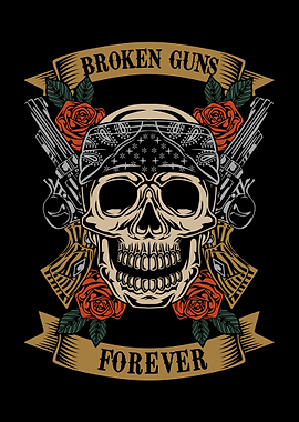 Skull with Guns and Roses