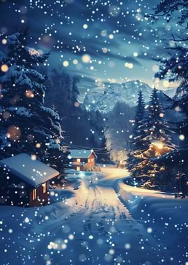 Winter Village at Twilight