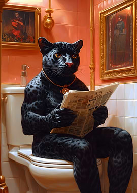 Black Panther on Toilet