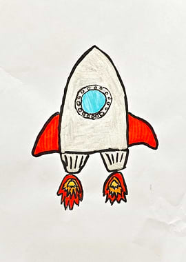 Hand-Drawn Rocket Ship