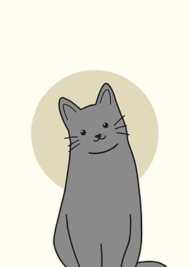 Cute Gray Cat Illustration