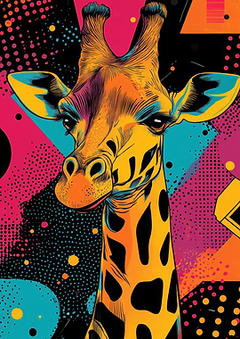 Pop Art Giraffe Poster | Vibrant Animal Wall Art for Bold Interiors | Giraffe Pop Art
