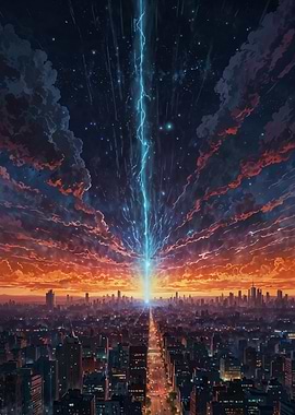 Cityscape with Lightning