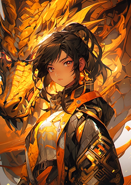 Anime Girl with Dragon