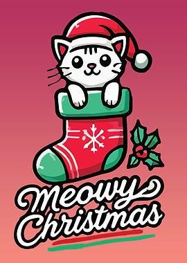 Meowy Christmas - Cute Cat
