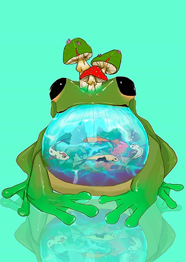 Koi Pond Mushroom Frog