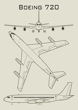 Boeing 720 Airplane Blueprint