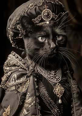 Black Cat in Regal Attire