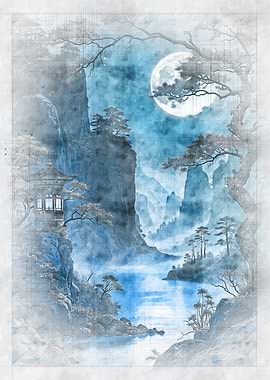 Moonlit Mountain Landscape