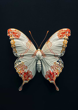 Japanese Floral Butterfly