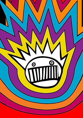 Smiling Monster with Rainbow