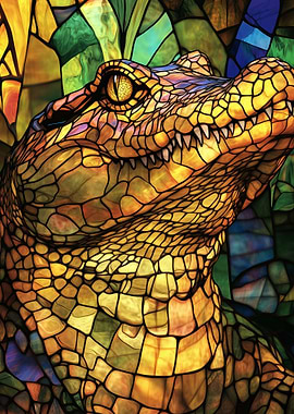Stained Glass Alligator