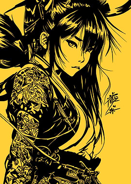 Black & Yellow Anime Warrior