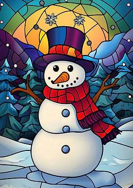Stained Glass Snowman