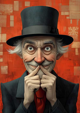 Smiling Gentleman in Top Hat Toilet