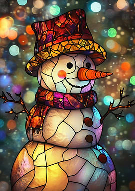 Stained Glass Snowman