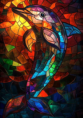 Stained Glass Dolphin