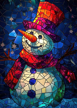 Stained Glass Snowman