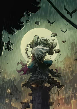 Raining Night with a Figure