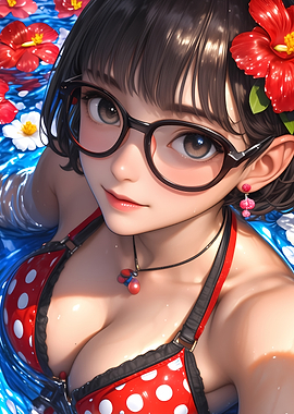 Anime Girl in Pool Bikini