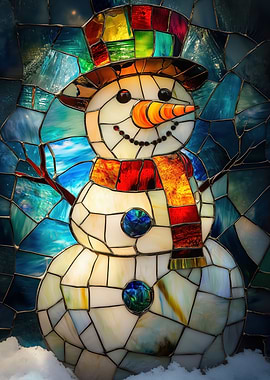 Stained Glass Snowman