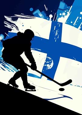 Finnish Hockey Player Silhouette