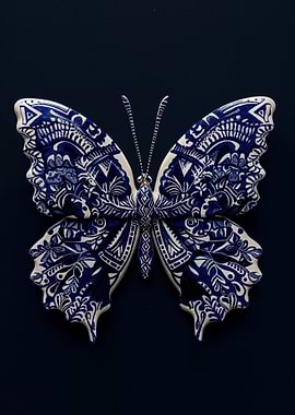 Blue and White Butterfly Decor