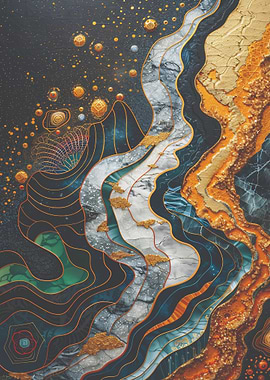 Abstract Gold & Blue Art