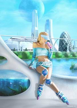 Futuristic Rollerblader - Mirage City Park