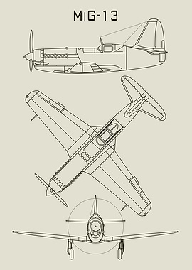 MIG-13 Airplane Blueprint