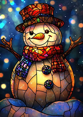 Stained Glass Snowman