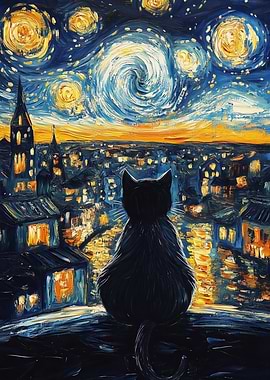 Starry Night Cat