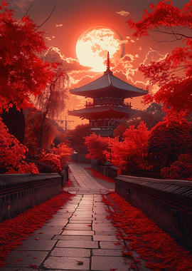 Japanese Pagoda Sunset