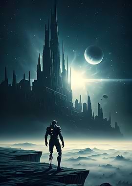 Space Cityscape & Broken Robot