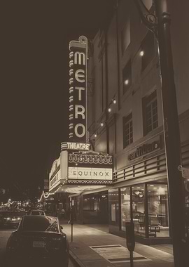 Metro Theatre Sign at Night