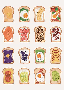 Toasted Bread with Various Toppings