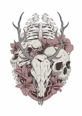 Skull and Floral Design