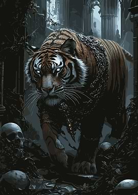 Chained Tiger in Ruins