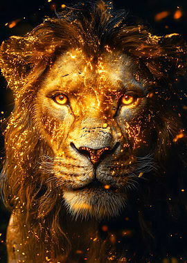 Fiery Lion Portrait Animal