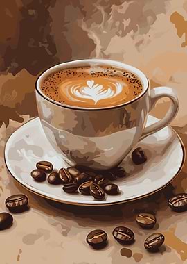 Coffee Cup with Beans