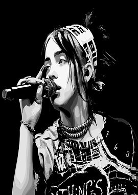 Billie Eilish Black and White Portrait