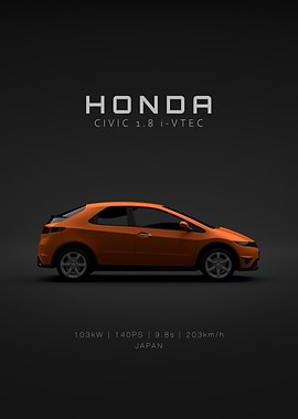 Honda Civic 2008 - Orange - Specs
