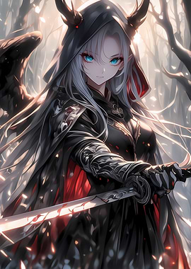 Anime Demon Girl with Sword
