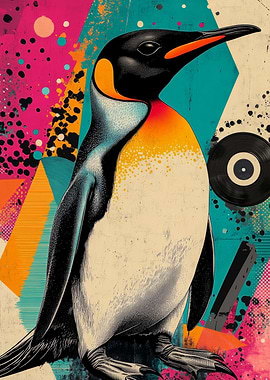 King Penguin Pop Art | Colorful Pop Art Penguin