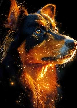 Golden Australian Shepherd Dog Portrait