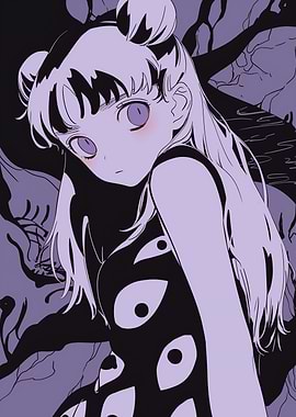 Anime Girl with Eyes Pattern