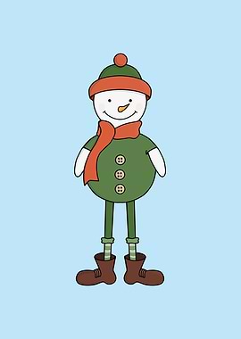 Smiling Snowman Illustration