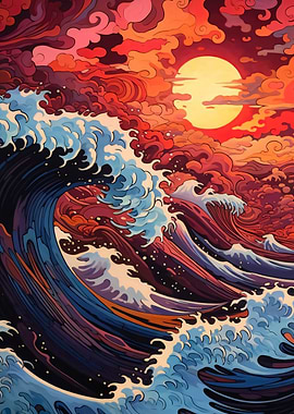 Japanese Wave Sunset