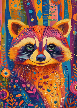 Colorful Raccoon Painting
