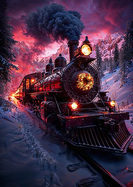 Christmas Train in the Mountains